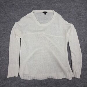 J.Crew 100% Linen Knit Sweater Shirt Top Women's Small White Knit *Marks
